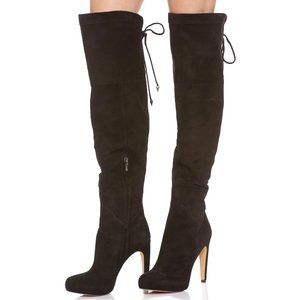 $300 SAM EDELMAN KAYLA OVER THE KNEE BOOT SUEDE BLACK HEEL DRESS 8 (TB24)